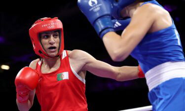 Algeria's Imane Khelif punches Italy's Angela Carini during the Women's 66kg preliminary round match of the Paris Olympics on August 2.