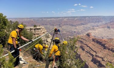 Responders manage a high angle technical rescue system on July 31