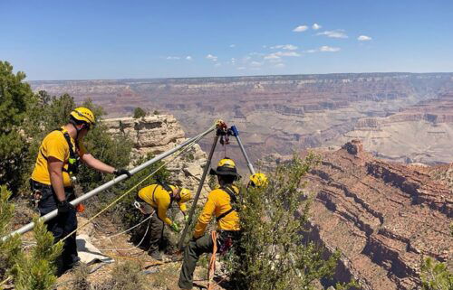Responders manage a high angle technical rescue system on July 31