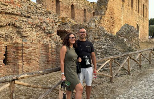 Skyler and Giuseppe at the Scolacium Archaeological Park in Calabria