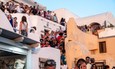 The battle for the best balcony spot gets underway in Oia on June 30.