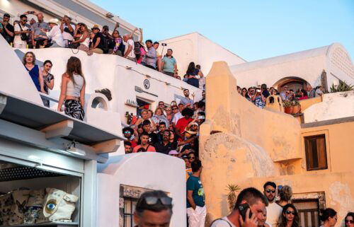 The battle for the best balcony spot gets underway in Oia on June 30.