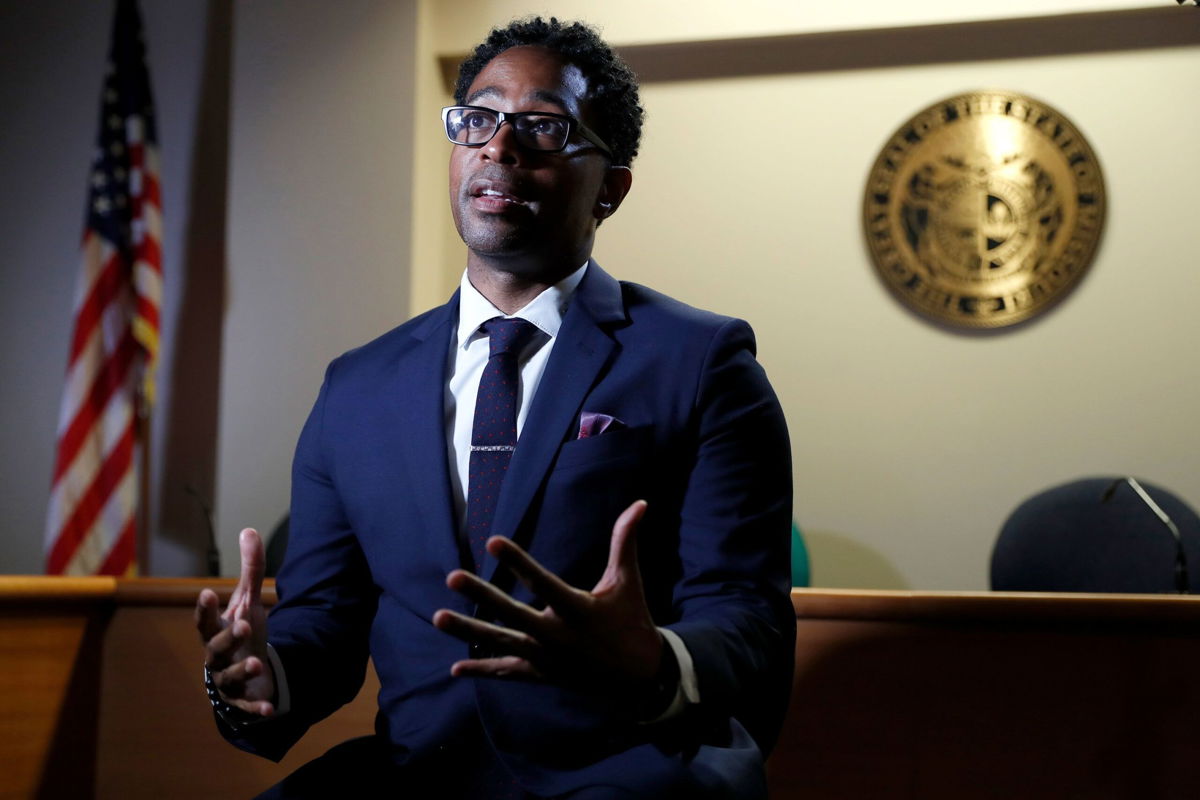 <i>Jeff Roberson/AP via CNN Newsource</i><br/>St. Louis County Prosecuting Attorney Wesley Bell speaks during an interview in Clayton