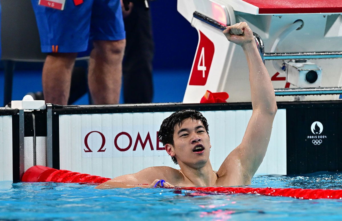 <i>Christian Liewig/Corbis/Getty Images via CNN Newsource</i><br/>Chinese swimmer Pan Zhanle broke the world record in the men's 100m freestyle at the Paris Olympics on July 31.