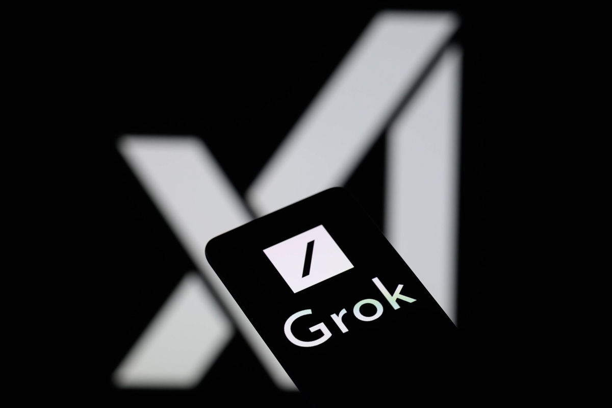 <i>Jonathan Raa/NurPhoto/Getty Images via CNN Newsource</i><br/>The Grok logo is being displayed on a smartphone with the X AI icon visible in the background in this photo illustration. A bipartisan group of secretaries of state blasted Elon Musk and his X platform on August 5 for providing “false information” about Vice President Kamala Harris’ supposed ineligibility to appear on the 2024 presidential ballot in several battleground states.