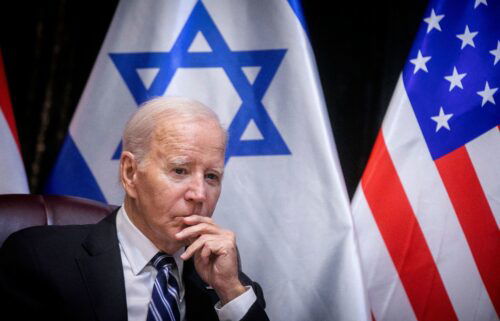 US President Joe Biden joins Israel's Prime Minister for the start of the Israeli war cabinet meeting