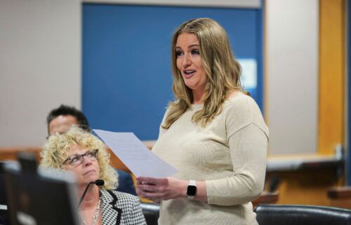 Jenna Ellis reads a statement inside Fulton Superior Court Judge Scott McAfee's Fulton County Courtroom in Oct. 2023
