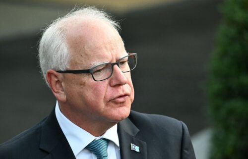 Minnesota Gov. Tim Walz speaks to reporters after meeting with US President Joe Biden at the White House in Washington