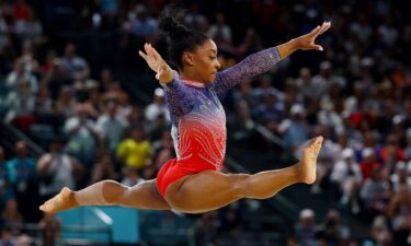 Gymnast Simone Biles won a silver medal for her floor exercise during the Paris Olympics.