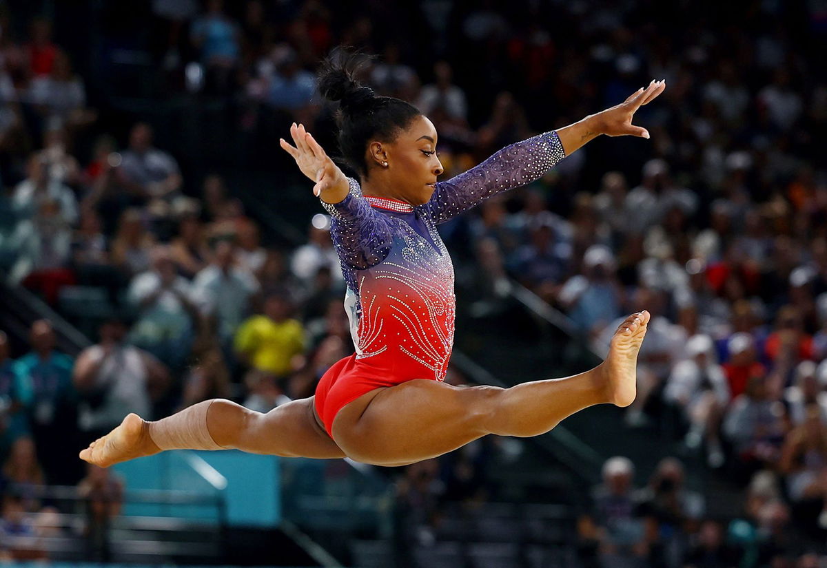 <i>Hannah McKay/Reuters via CNN Newsource</i><br/>Gymnast Simone Biles won a silver medal for her floor exercise during the Paris Olympics.