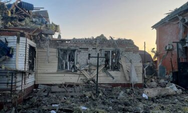 A damaged house is seen in the town of Sudzha in the Kursk region