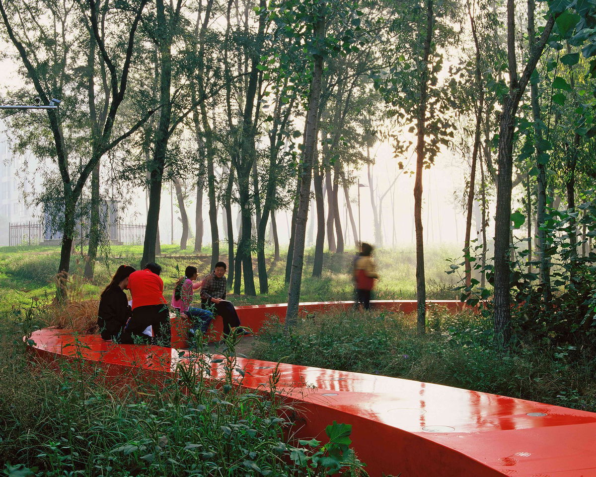 <i>Turenscape/Courtesy The Cultural Landscape Foundation via CNN Newsource</i><br/>Visitors walk through Red Ribbon Park in Qinghuandao