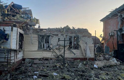 This handout photo from Russian authorities shows a damaged house in the town of Sudzha in Russia.