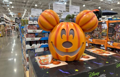 A Halloween decoration made by Disney sits on display for shoppers in a Costco warehouse Sunday