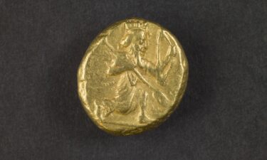 An excavation in Turkey has uncovered a hoard of gold coins known as Persian darics from the fifth century BC. Persian King Darius is depicted on the front of a daric (above)