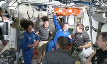 NASA astronauts Suni Williams and Butch Wilmore are greeted by the crew of the International Space Station on June 6.