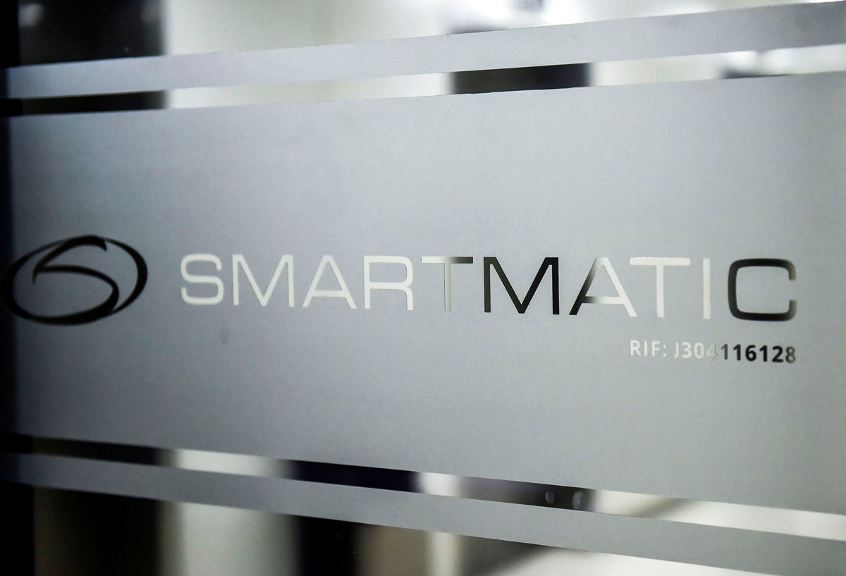 <i>Ronaldo Schemidt/AFP/Getty Images via CNN Newsource</i><br/>Picture of the logo of Smartmatic