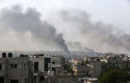 Smoke rises following Israeli strikes in Rafah