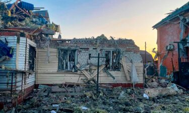 A damaged house after shelling by the Ukrainian side in the city of Sudzha