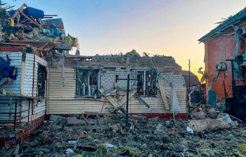 A damaged house after shelling by the Ukrainian side in the city of Sudzha