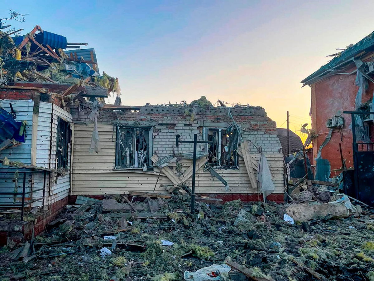 <i>Handout/Governor of Kursk region/Telegram/AP via CNN Newsource</i><br/>A damaged house after shelling by the Ukrainian side in the city of Sudzha