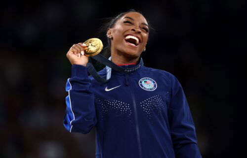 Simone Biles wins gold in the vault at the 2024 Paris Olympics.