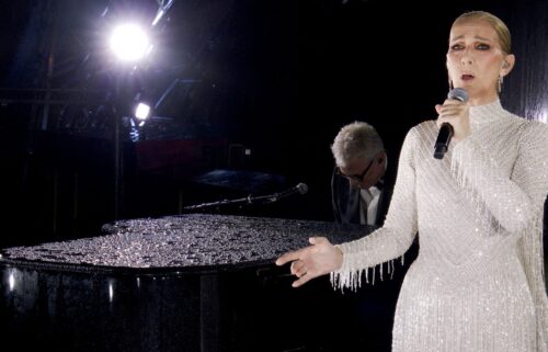 Canadian Singer Celine Dion performs at the Eiffel Tower at the conclusion of the opening ceremony of the Olympic Games Paris 2024 on July 26.