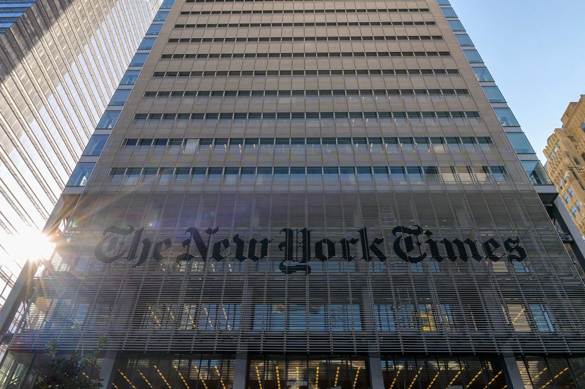 <i>Angela Weiss/AFP/Getty Images via CNN Newsource</i><br/>The New York Times Building in New York City in February 2022.