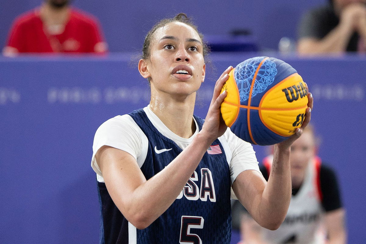 <i>Abaca Press/SIPAPRE/AP via CNN Newsource</i><br/>Dearica Hamby won a bronze medal in the women's 3x3 basketball tournament at the Olympics in Paris.