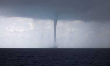 A waterspout during a storm in the Mediterranean Sea on October 1