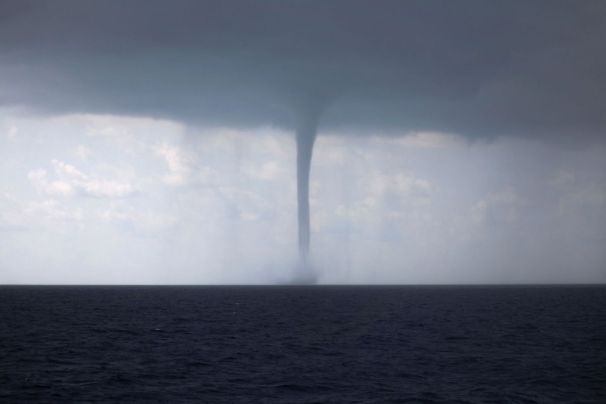 <i>Alkis Konstantinidis/Reuters via CNN Newsource</i><br/>A waterspout during a storm in the Mediterranean Sea on October 1