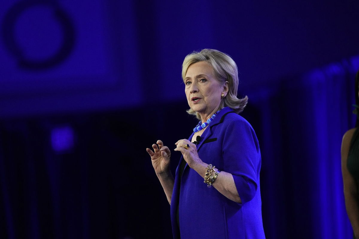 <i>John Nacion/WireImage/Getty Images via CNN Newsource</i><br/>Former Secretary of State Hillary Clinton speaks during the Clinton Global Initiative meeting in New York City on September 18