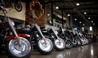 Motorcycles on the showroom floor at the Bluegrass Harley-Davidson dealership in Louisville