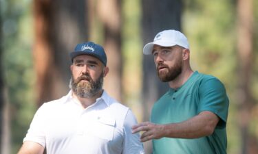 Travis Kelce and Jason Kelce during the ACC Celebrity Golf Championship presented by American Century Investments at Edgewood Tahoe Golf Course on July 12