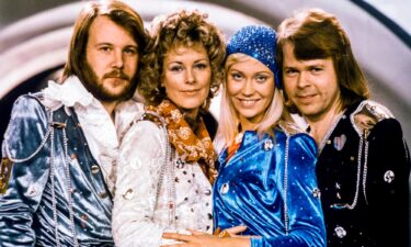 The members of Swedish pop group ABBA pictured in 1974. They are