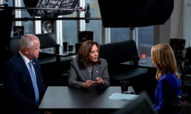 Minnesota Gov. Tim Walz and Vice President Kamala Harris are interviewed by CNN’s Dana Bash at Kim’s Cafe in Savannah