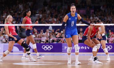 Anna Danesi of Italy celebrates during the Women's Gold Medal match between the United States and Italy on day sixteen of the Olympic Games