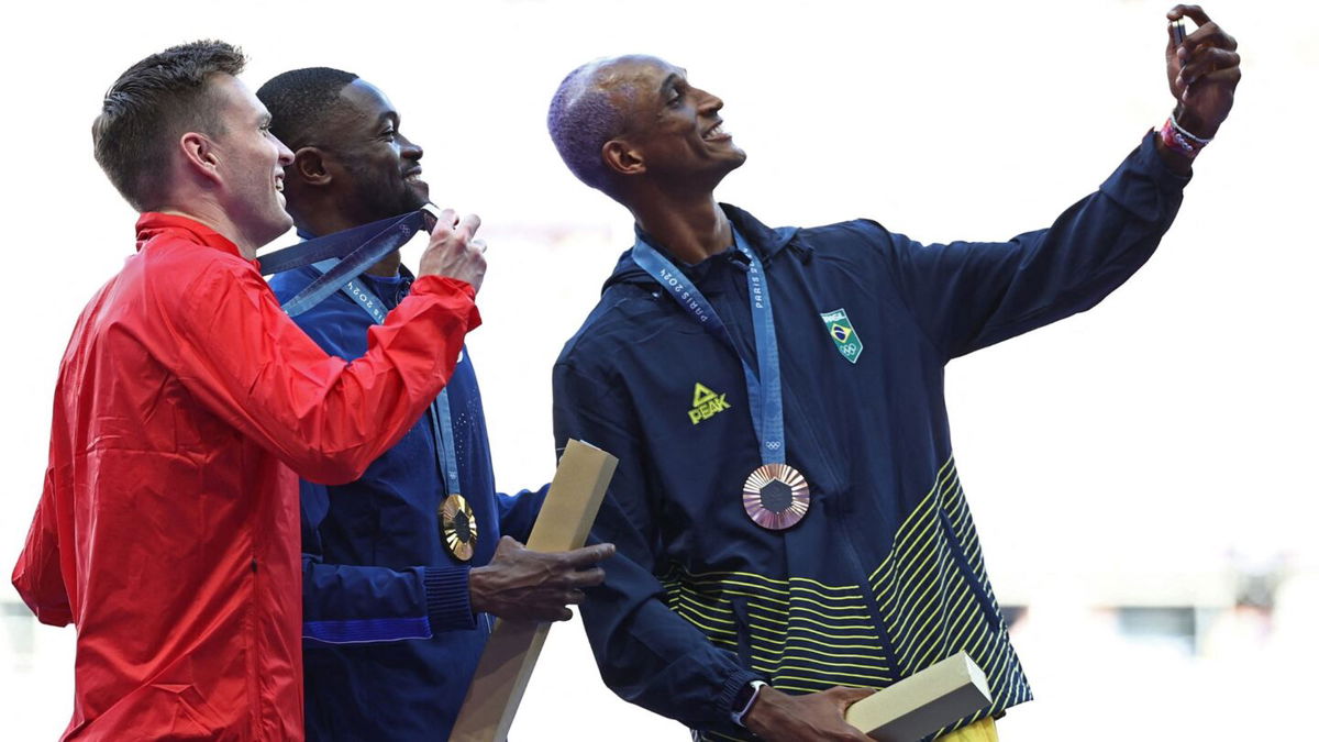 Medalists on the podium.