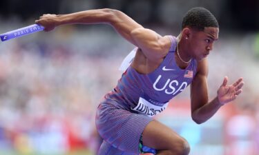 Quincy Wilson runs in the 4x400m