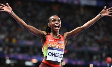 Beatrice Chebet celebrates