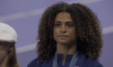 Sydney McLaughlin-Levrone at medal ceremony at 2024 Paris Olympic Games