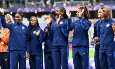 Medal ceremony for women's 4x400m relay teams