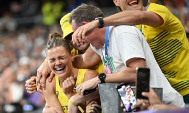 Nina Kennedy celebrates at the Olympics