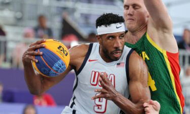 Kareem Maddox drives vs. Lithuania