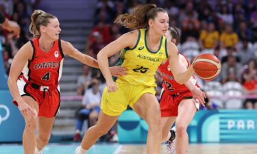 Sami Whitcomb dribbles vs. Canada