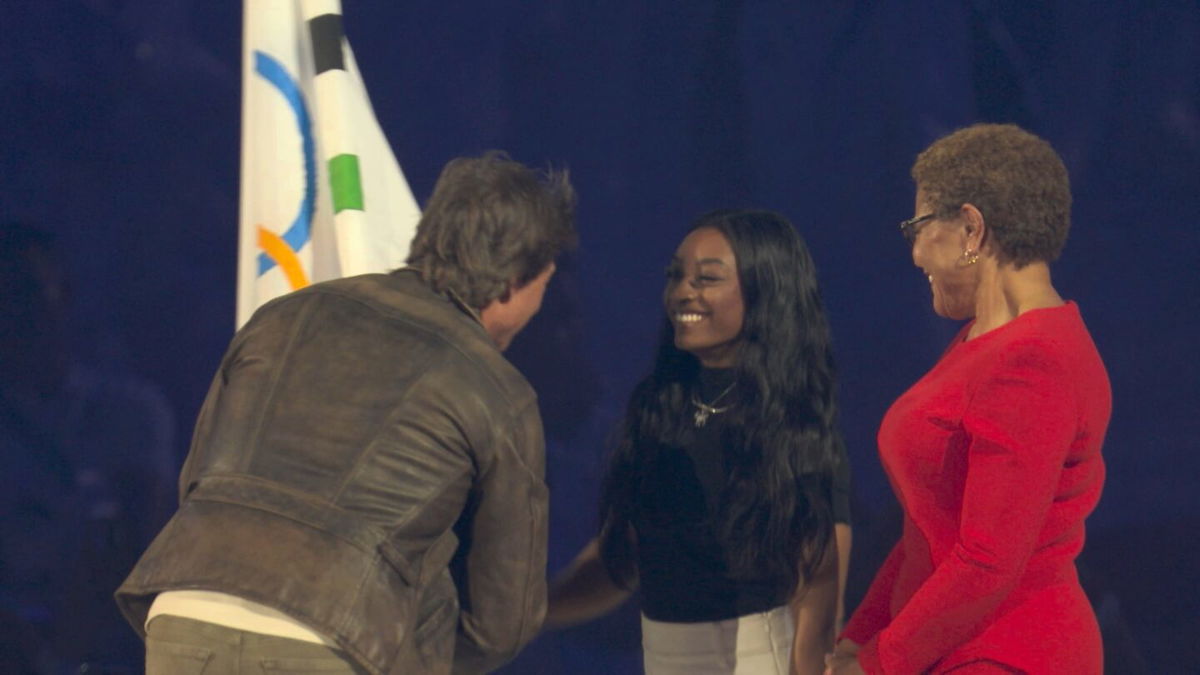 Simone Biles and Karen Bass