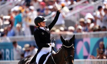 Equestrian rider celebrates