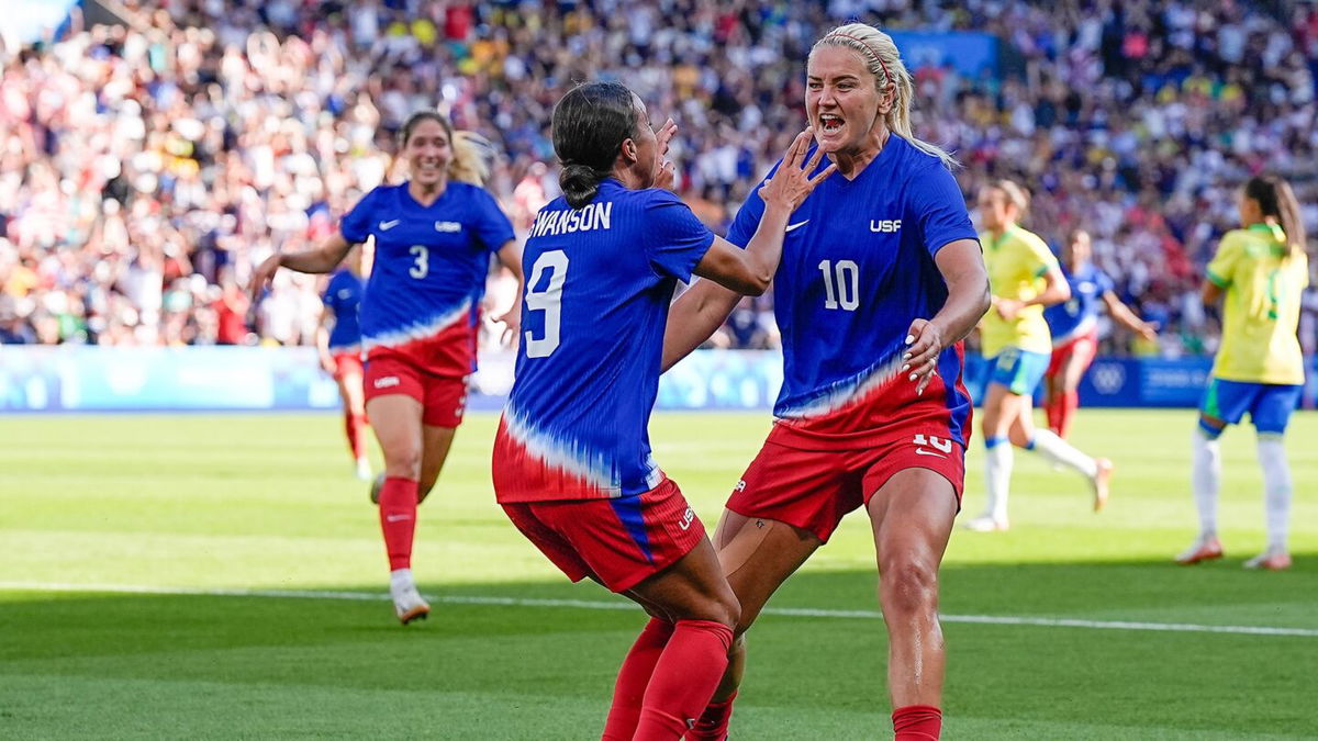 U.S. women's soccer team players celebrate