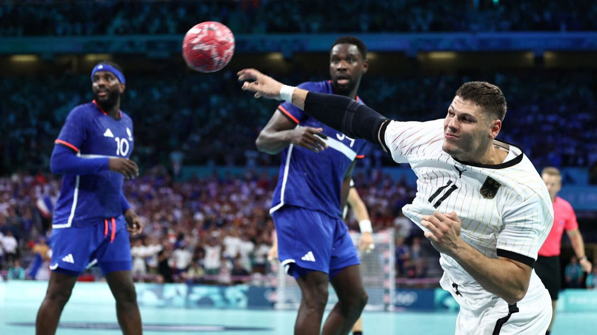 Germany player takes a shot in handball