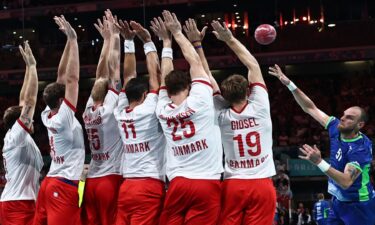 Slovenia handball athletes takes a shot